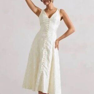 Club L London Mona Ecru Jacquard Plunge-size 8